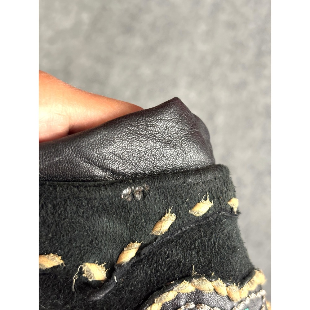 Michelle Julene Couture Leather Pants Concho Western Beaded Rare Boho Black VTG - Picture 13 of 16